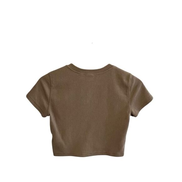 Aritzia Sunday Best Y2K Cropped Henley Baby Top Size SMALL Ethical Minimalist - Picture 2 of 10